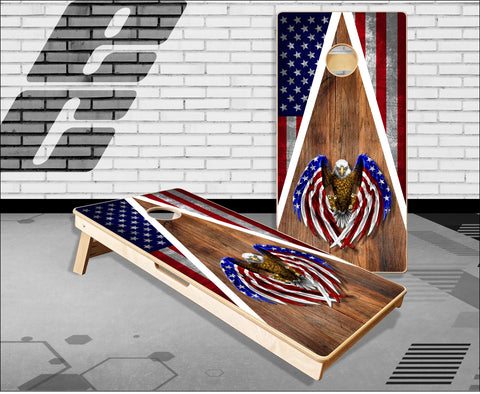 American Flag Eagle Wood 2 Cornhole Boards
