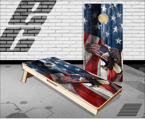American Flag Eagle Wood Cornhole Boards
