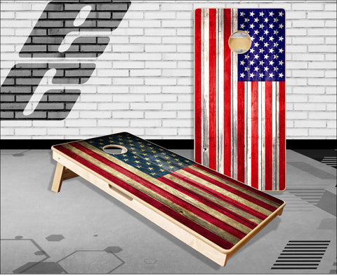 American Flag Flat Wood Cornhole Boards