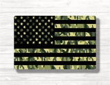 American Flag Green Camo Wood Print