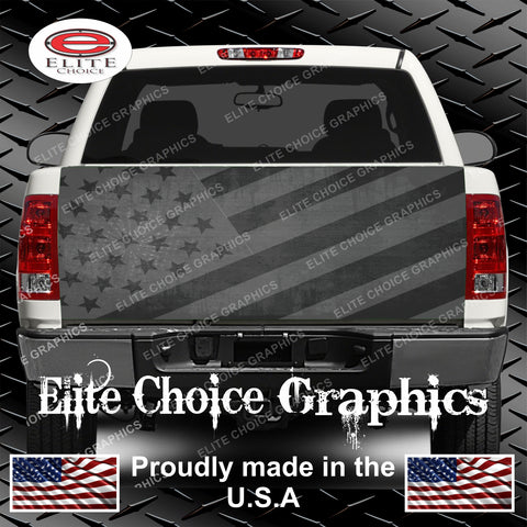 American Flag Grunge Grey Tailgate Wrap