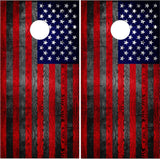 American Flag Grunge Wood UV Direct Print Cornhole Tops