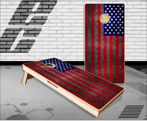 American Flag Grunge Wood Cornhole Boards