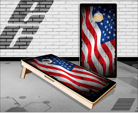 American Flag Grunge Cornhole Boards