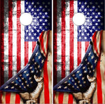 American Flag Pull UV Direct Print Cornhole Tops