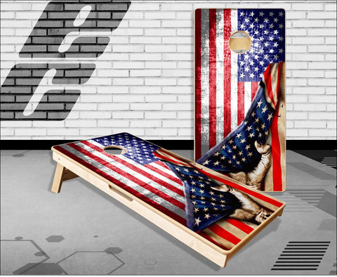 American Flag Pull Cornhole Boards