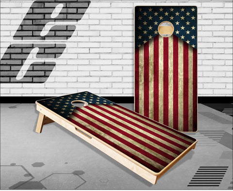 American Flag Rustic Stars Cornhole Boards