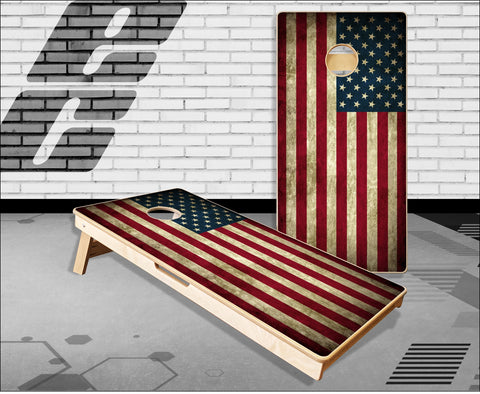 American Flag Rusty Grunge Look Cornhole Boards