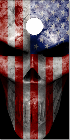 American Flag Skull UV Direct Print Cornhole Tops