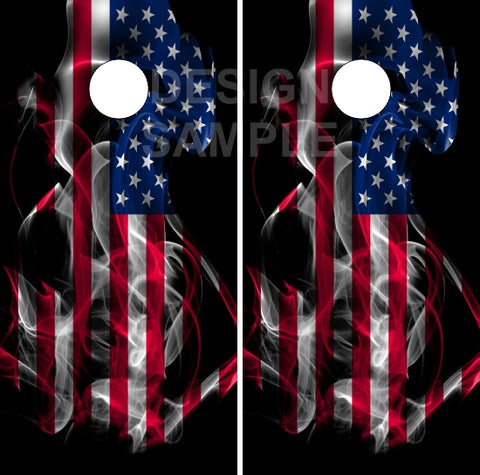 American Flag Smoke UV Direct Print Cornhole Tops