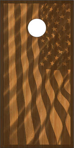 American Flag Stained Wood Look UV Direct Print Cornhole Tops