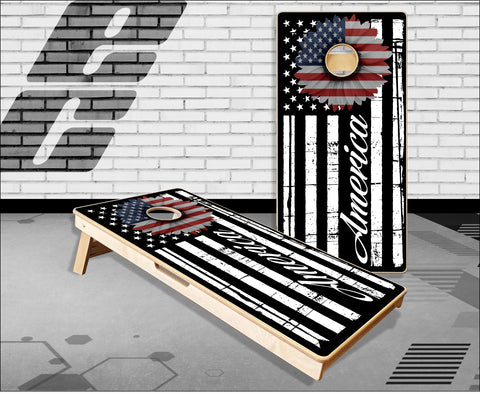 American Flag Sunflower Cornhole Boards