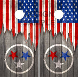 American Flag Tennessee Flag Sunset Cornhole Wrap