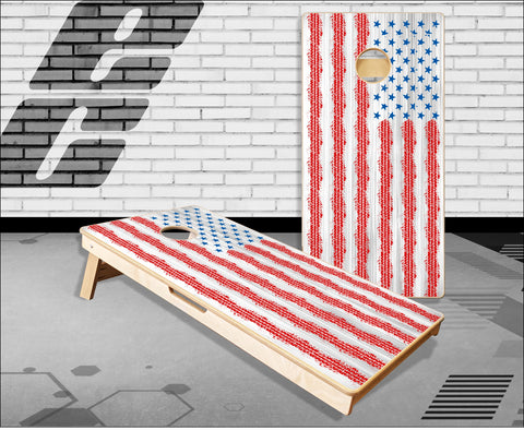 American Flag White Wash Wood Cornhole Boards
