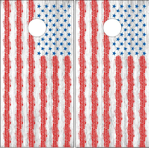 American Flag White Wash Wood UV Direct Print Cornhole Tops