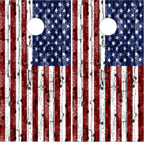American Flag Wood2 Cornhole Wrap