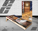 American Flag Wood Camo Eagles Cornhole Boards