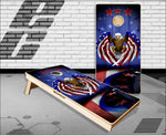 American Flag Wood Eagle Cornhole Boards