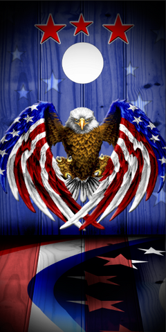 American Flag Wood Eagle UV Direct Print Cornhole Tops