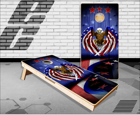 American Flag Wood Eagle Cornhole Boards