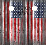 American Flag Wood Scratch UV Direct Print Cornhole Tops