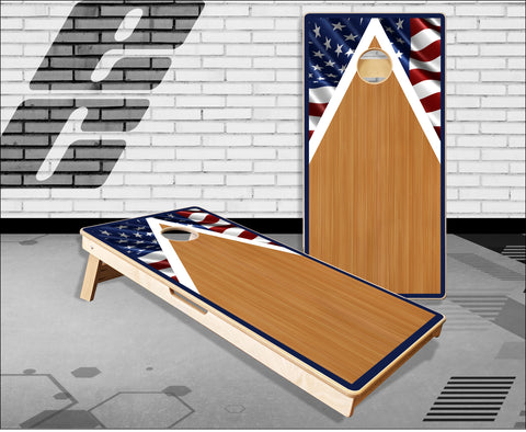 American Flag Wood Triangle Cornhole Boards