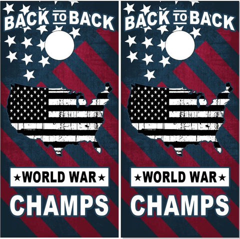 American Flag World War Champs Patriotic UV Direct Print Cornhole Tops