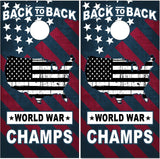 American Flag World War Champs Patriotic Cornhole Wrap