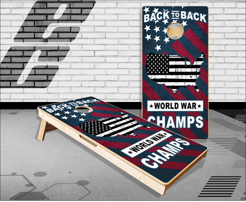 American Flag World War Champs Patriotic Cornhole Boards