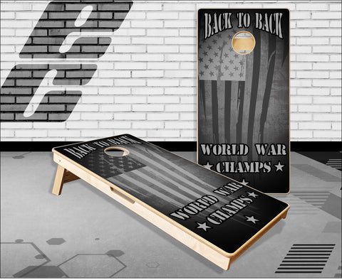American Flag World War Champs Cornhole Boards