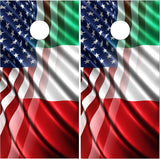 American Italian Wavy Flag Cornhole Wrap