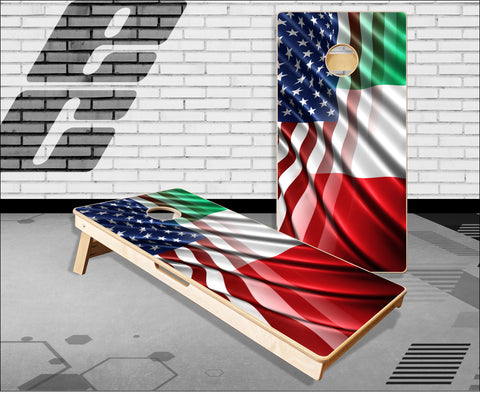 American Italian Wavy Flag Cornhole Boards