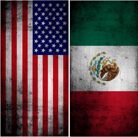 American Mexican Flag Grunge Cornhole Wrap