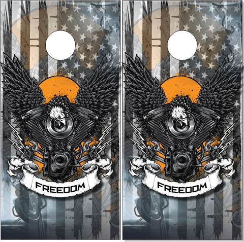 American Motorcycle Freedom UV Direct Print Cornhole Tops