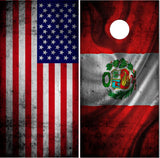 American Peruvian Flag UV Direct Print Cornhole Tops