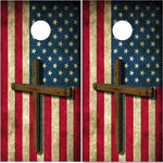 American flag wood Cross UV Direct Print Cornhole Tops