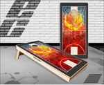 Basketball Court Flames Cornhole Boards