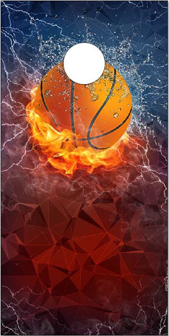 Basketball Flames 2 UV Direct Print Cornhole Tops