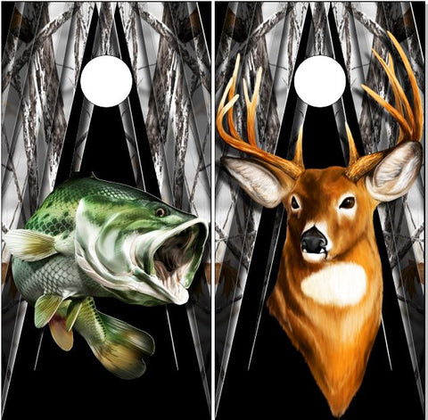 Bass Buck Camo Spikes UV Direct Print Cornhole Tops