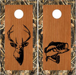 Bass Buck Camo Wood UV Direct Print Cornhole Tops