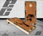 Bass Buck Camo Wood Cornhole Boards