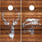 Bass Buck Rustic Wood UV Direct Print Cornhole Tops