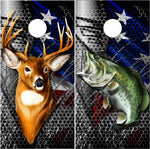 Bass Deer American Blades UV Direct Print Cornhole Tops