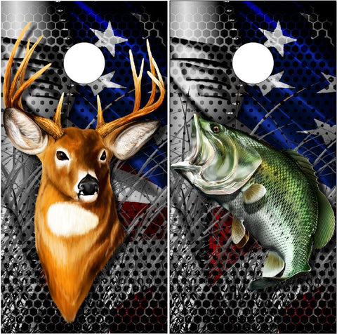 Bass Deer American Blades UV Direct Print Cornhole Tops