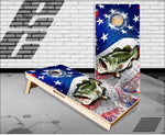 Bass Fish Splash American Flag Cornhole Boards