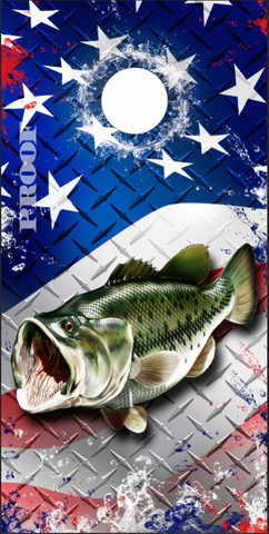 Bass Fish Splash American Flag Cornhole Wrap