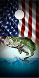 Bass Fish Splash American Flag UV Direct Print Cornhole Tops