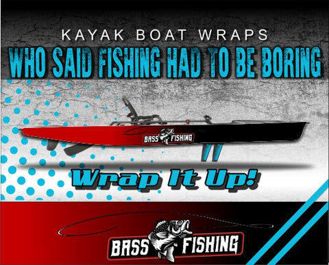 Bass Fishing Fade Color Kayak Vinyl Wrap Kit Graphic Decal/Sticker 12ft and 14ft