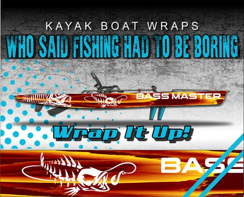 Bass Master Skeleton Bass Kayak Vinyl Wrap Kit Graphic Decal/Sticker 12ft and 14ft