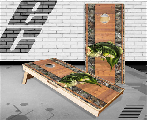 Bass Wood Plank Camo Cornhole Boards